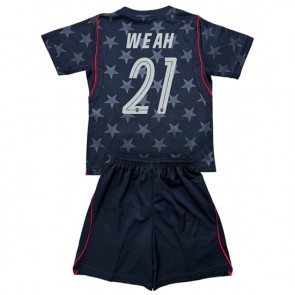 Förenta stater Timothy Weah #21 Replika Bortatröja Barn VM 2026 Kortärmad (+ Korta byxor)